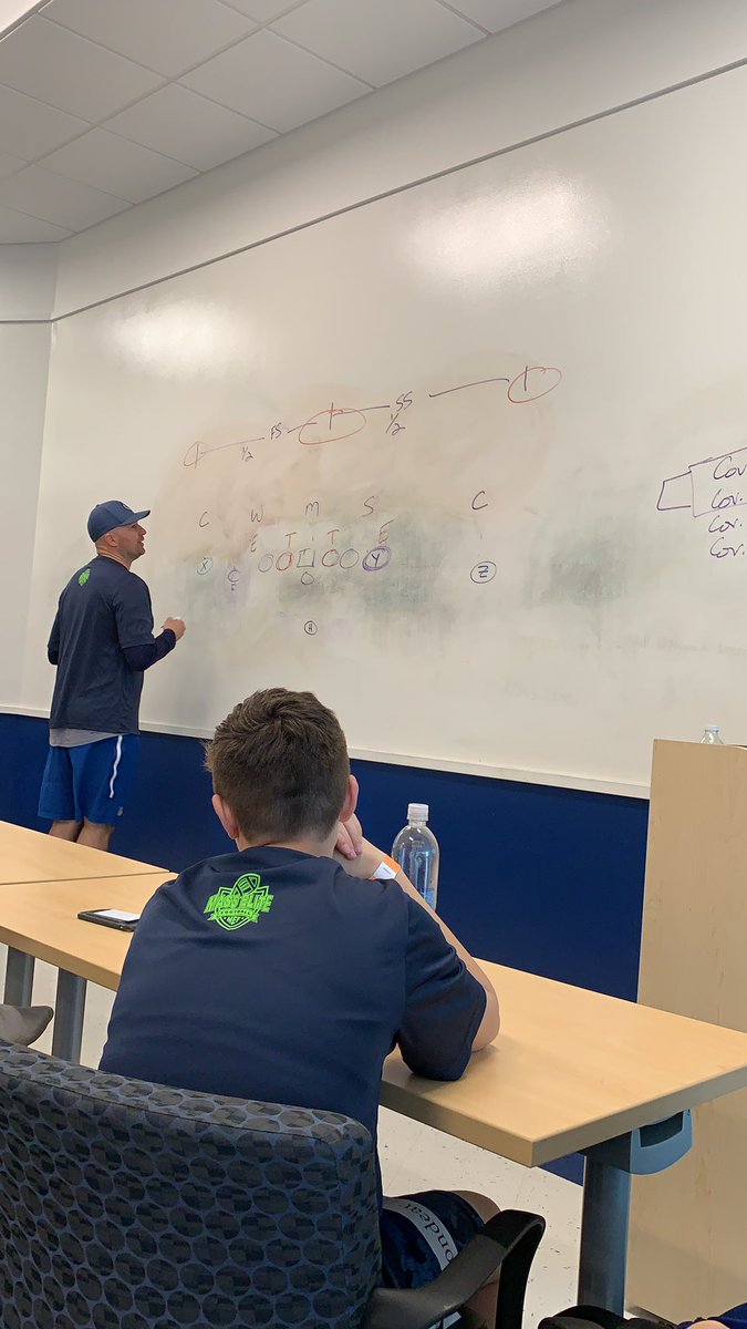 QBFocus's tweet photo. @Hasselbeck working with QBs and WRs on the chalkboard before we get some field work in @melitefootball @QBFocus @smute1214 https://t.co/RvK0GM7WWl