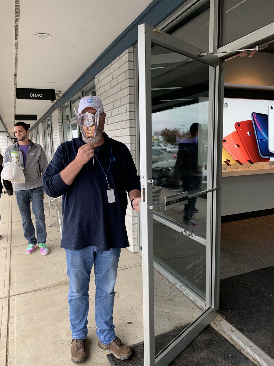 Adam (Aka Thor) is holding the door for some customers as we get inventory to sell!! Way to be a Superhero today 🔨#IHXSupERheroes #IHXEastElite  #IHXHuffNPuff