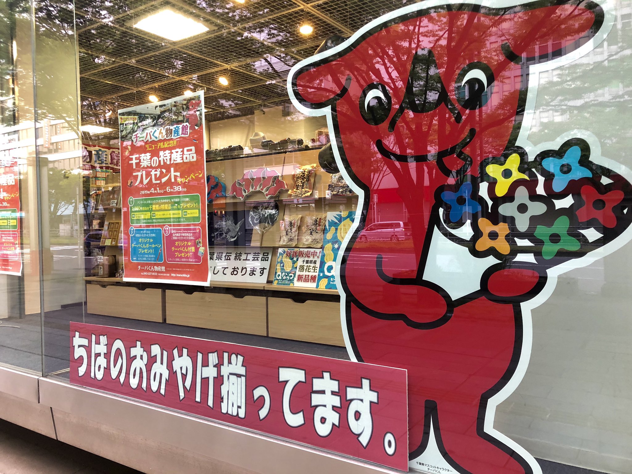 みっきー738 千葉駅から大通りのnttのビルにあるチーバくん物産館は歩きながら美術館へ行く途中 寄るのが楽しみなスポット 落花生の新しい品種のqなっつが美味しくて お目当なのと和梨のチューハイも好き チーバくんグッズも揃ってますよ 千葉市美近く