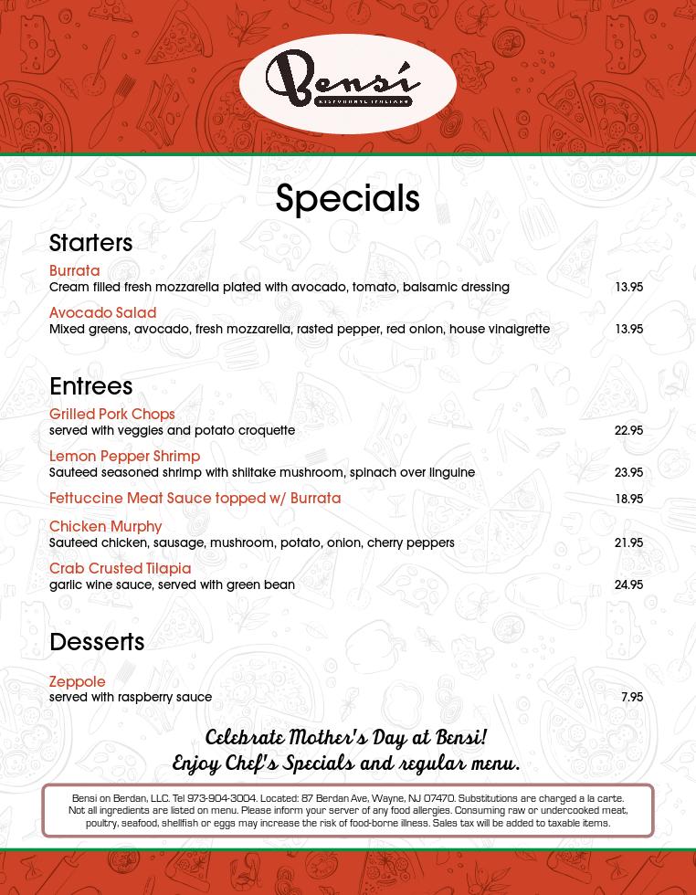 Bensi On Berdan Chef's Specials!