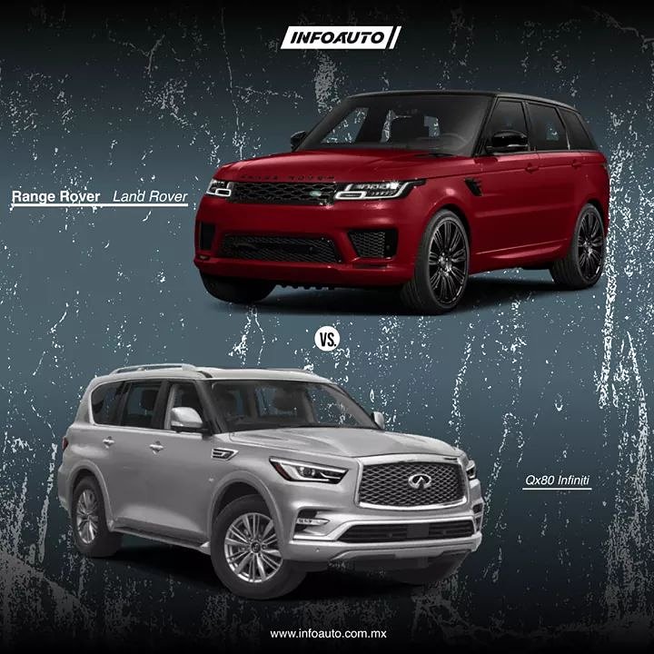 InfoautoMx's tweet photo. Infiniti Qx80 VS Land-Rover Range Rover 
Infiniti Qx80 cuenta con un un V8 de 5.6 Litros y 400 Hp, acoplado a una caja automática de siete velocidades.
Land-Rover Range Rover cuenta cin V6 de 3.0 L y 340hp.
#InfinitiQx80 #Landrover #Infoauto
👉 https://t.co/WyO0wtNLuw 👈 https://t.co/nMQE6EzihP
