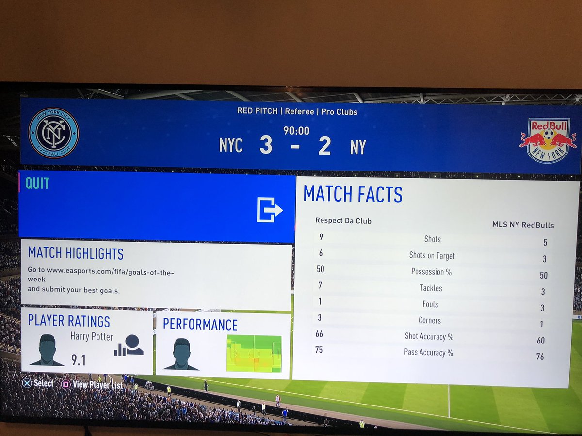 Respectdaclub's tweet image. Great 3-2 win in the New York derby @MLSProClubs