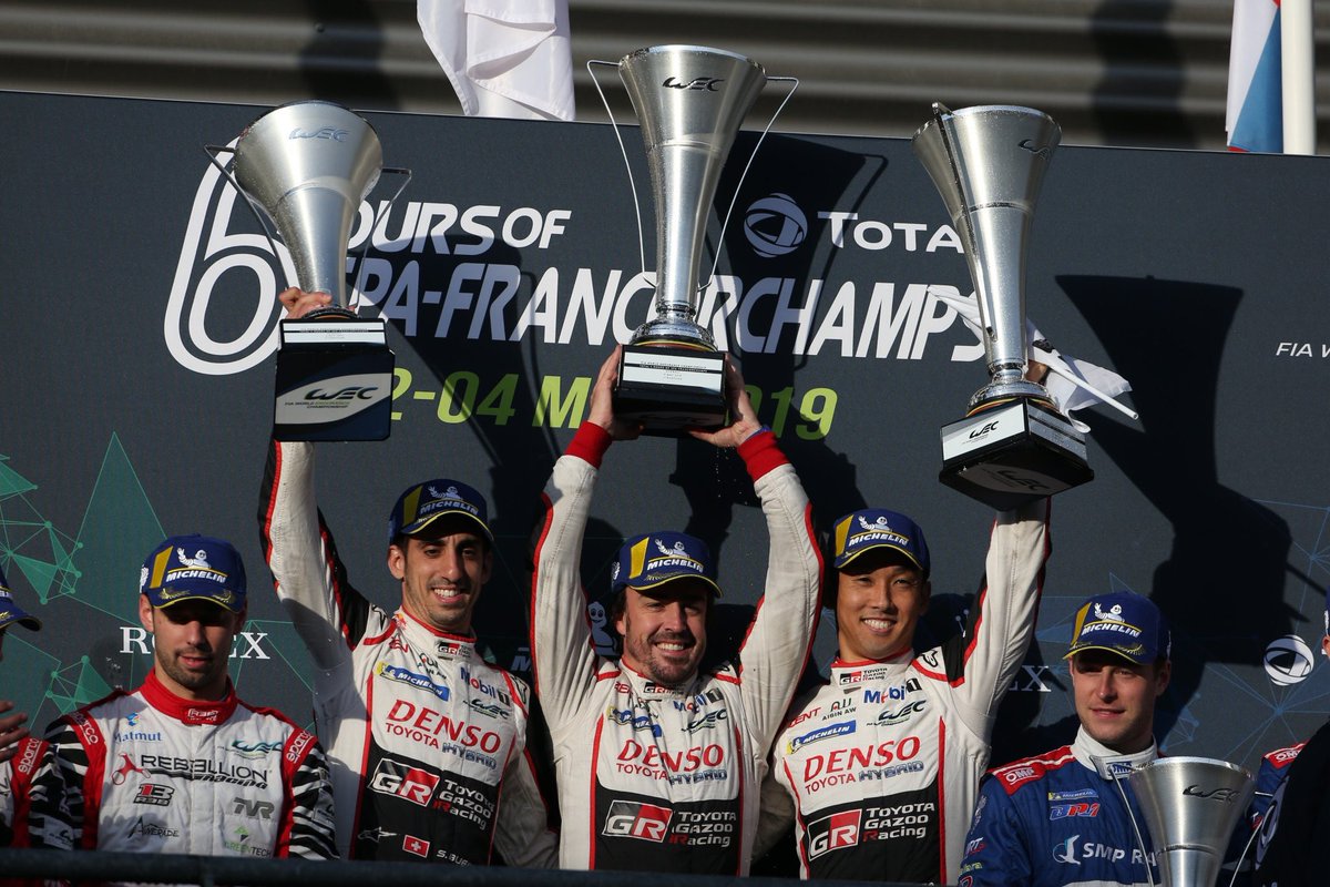officialferdial's tweet photo. Hoy @alo_oficial, @kazuki_info y @Sebastien_buemi han conseguido la victoria en las #6hSpa con su @Toyota_Hybrid n°8. #Ferdial https://t.co/VgV8bBPyLR