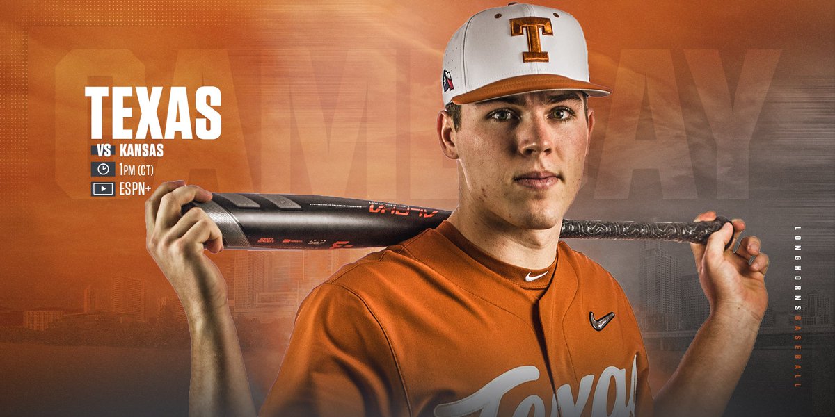 TexasBaseball's tweet photo. Series finale!

🆚 Kansas
📍 Hoglund Ballpark
📺 ESPN+
💻 https://t.co/IefbytfCHb
📻 https://t.co/OcxLhoEMM2
📊 https://t.co/PdjfGv9Wb6
🤘 #HookEm https://t.co/jCDZq02BtY