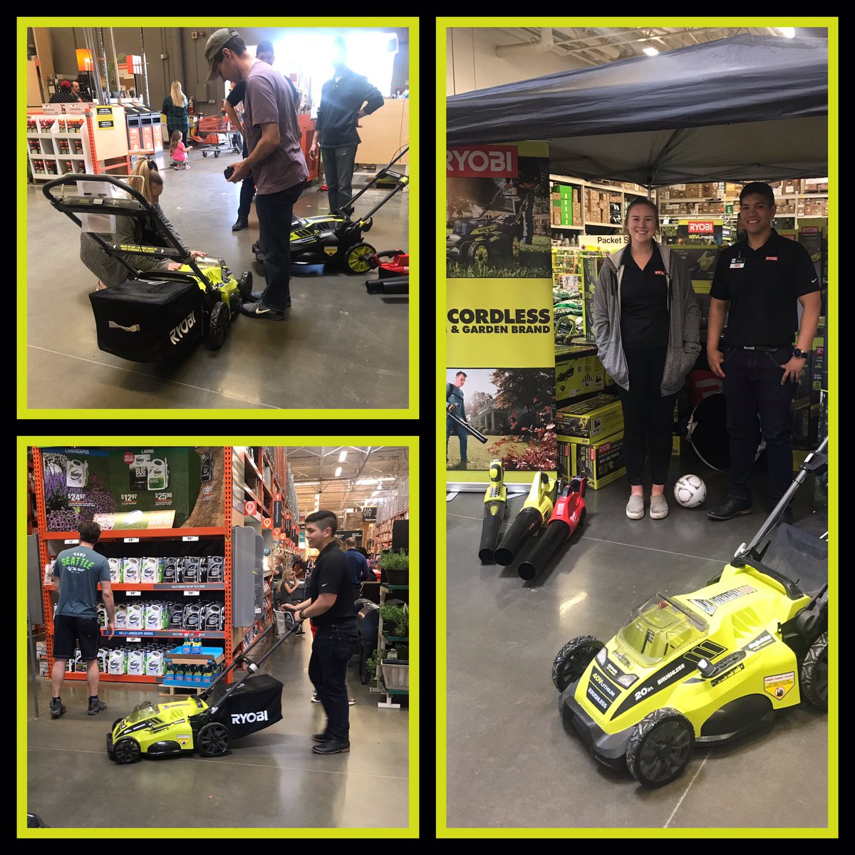 AngelaR118's tweet photo. Ryobi Days in full effect here at #HD4723. Try out the power of 40V in these blowers and mowers. Thank you TTI for the support for today’s event!  #crushingspring #RyobiDays #D19in19 @rohrykat @john_thd https://t.co/47nES6HHf9