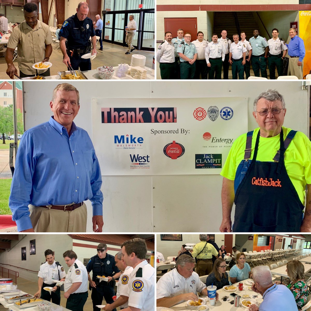 Jack Clampit, Entergy, Coca-Cola, WM/WO Chamber &amp; I had the privilege of honoring the City of West Monroe, WM Fire Dept., WM Police Dept. &amp; Acadian Amb personnel for their dedicated service to our community during the Boley Fire. @Amhat0718 <a href="/WestMonroePD/">West Monroe Police</a> <a href="/WMWOChamberofCo/">WMWO Chamber</a>