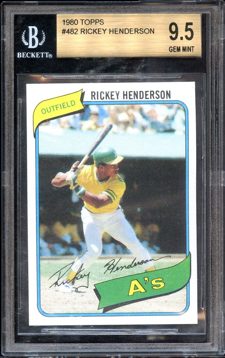 SmallTraditions's tweet photo. #Bid now on this BGS (not BVG) 9.5 Gem Mint graded 1980 #Topps Rickey Henderson #rookie card ending tonight Saturday #MayThe4thBeWithYou #collect #thehobby @SmallTraditions #Auctions https://t.co/77IoC4vv3M https://t.co/Zx1Qx8ti1f