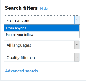 UHD4k's tweet image. HELP! Where is the search filter &quot;From people you follow&quot; gone in the #newTwitterUI? I now only get &quot;Search filters&quot; and &quot;Search settings&quot; but the former only offers the Quality Filter, the latter only &quot;Hide sensitive content&quot; and &quot;Remove blocked and muted accounts&quot; @Twitter