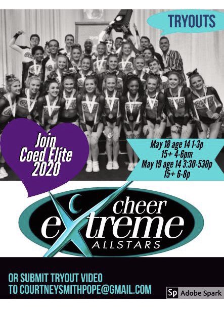 Come try out... Coed has been the best life changing experience I’ve had!!💜 <a href="/COED_ELITE/">CHEER EXTREME COED ELITE</a>