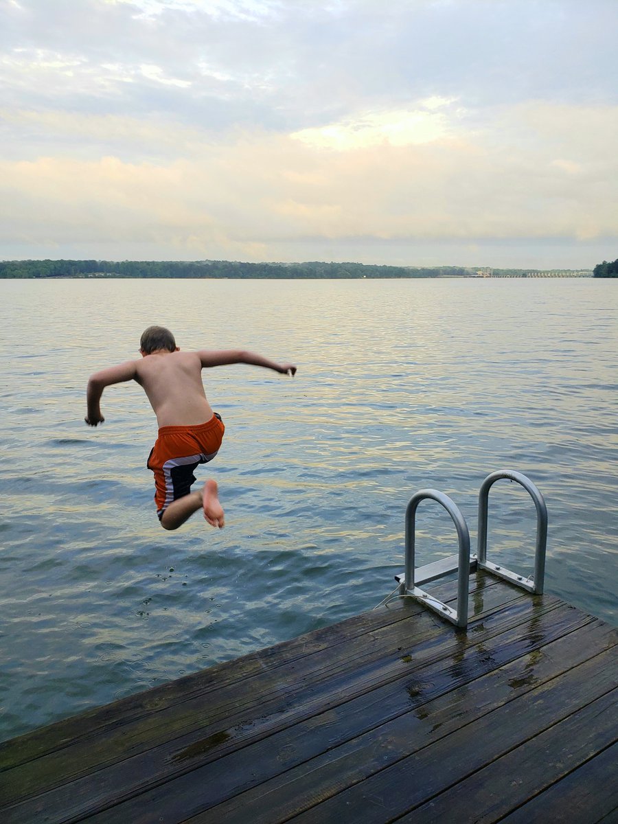 The water is cold but not cold enough to keep him out of it