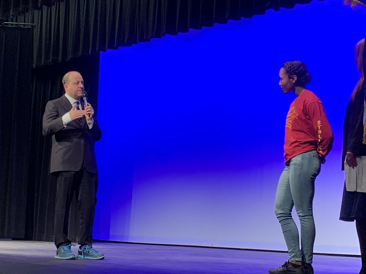 SierraHSd2's tweet photo. We were thrilled to host Colorado’s Governor @jaredpolis this evening at Sierra for a townhall meeting. Great questions from some of our top students. Thank you for stopping by Governor! It was an honor to have you on our campus! @GovofCO @HarrisonSDTwo @SEExpressNews https://t.co/O3eWbvaxv4