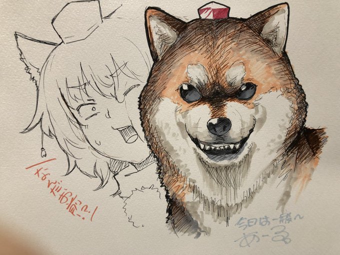 例大祭のラクガキコーナーに椛描いてきました 