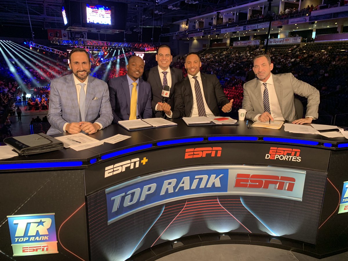 osunaespn's tweet photo. @trboxing on @espn world championship doubleheader tonight @arturbeterbiev defends his light heavyweight title vs Kalajdzic &amp; @JerwinAncajas puts his belt on the line vs Funai + undefeated @g_squad_nation vs Reís alongside @JoeTessESPN @MarkKriegel @andreward @Timbradleyjr https://t.co/kZfpOlOQE6