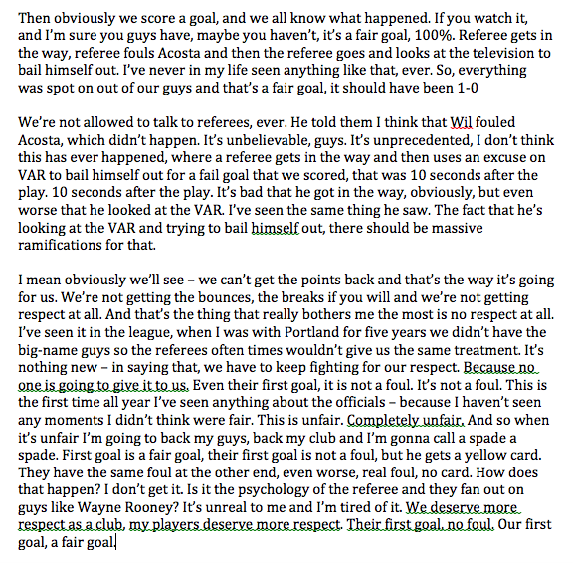 MLSist's tweet photo. Here are Caleb Porter's comments, the first part of them, in regards to the way VAR was handled in tonights #DCvCLB match. Blunt and to the point, scathing indictment of Ted Unkel. Very rarely get this candor from a coach in regards to officiating. #Crew96 https://t.co/OnqjBNS3hF