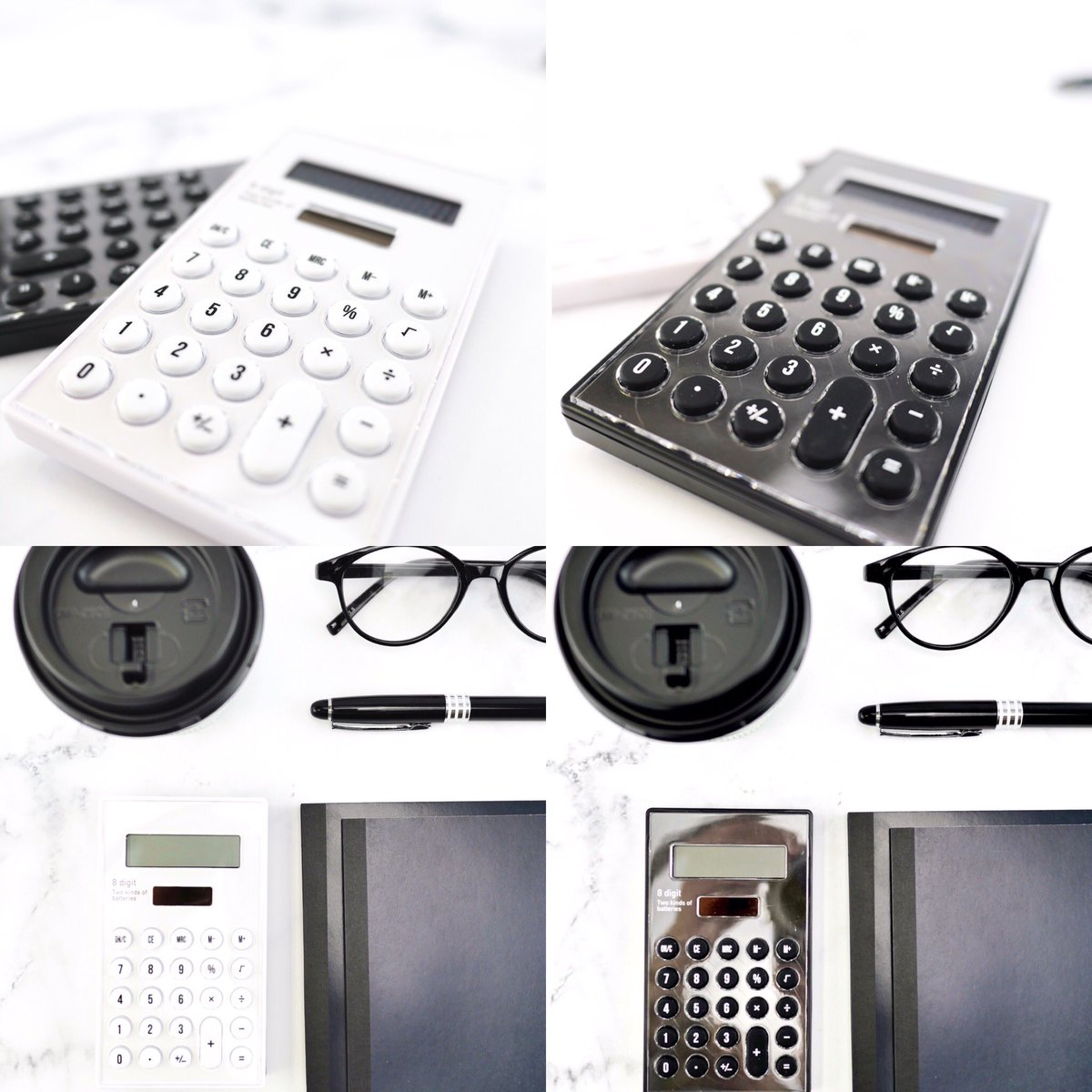 電池とソーラーの2WAYタイプの電卓です🖇️📝ツヤ感のある本体が、100円には見えない👀⁉️プリント電卓Simple(ブラック/ホワイト)各種¥ 100+tax 店舗により取扱・在庫が無い場合があります。 #ワッツ #watts #ミーツ #シルク #100円 #100均 #電卓 #文具  #文具女子 ...