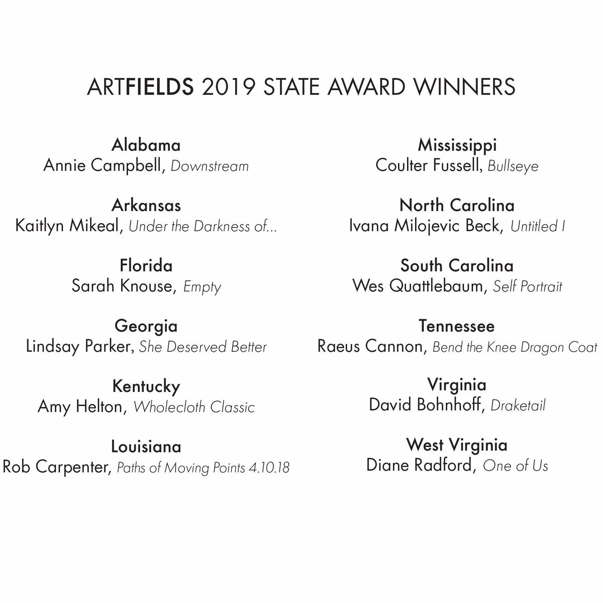 #artfields2019 winners!