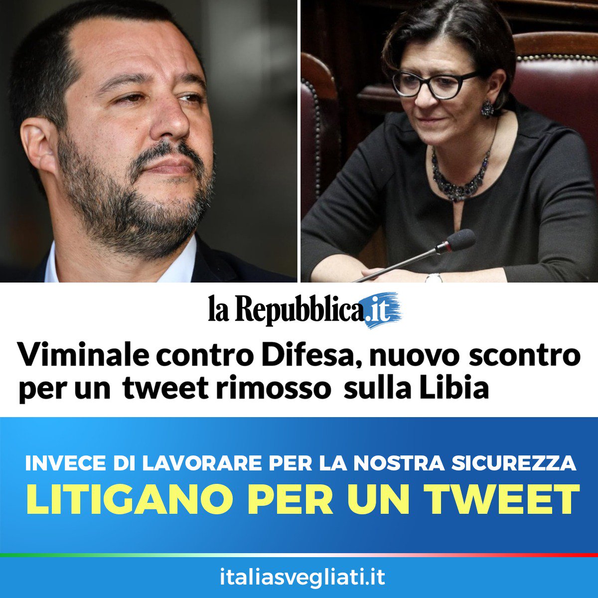 Invece di governare, litigano su ogni cosa. Anche sui tweet. Ricordatevi che siete ministri...
