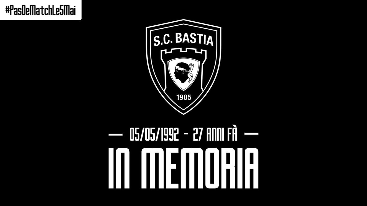 SCBastia's tweet photo. ⚫️ 05.05.92 ⚫️

27 anni fà... 

Era un 5 di maghju è ùn ci ne scurderemu mai...

#InMemoria #PasDeMatchLe5Mai https://t.co/Q8ovuaiq6i