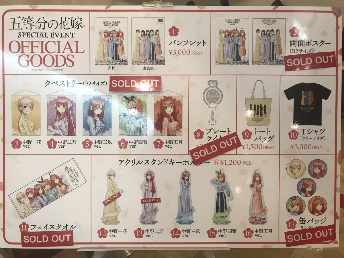注目のブランド 五等分の花嫁 スペシャルイベント限定アクリルスタンド