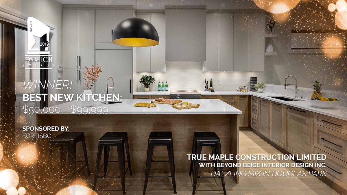 BEST NEW KITCHEN: $50,000 - $99,999 category goes to #TrueMapleConstruction and <a href="/Beyond_Beige/">Beyond Beige</a>. Sponsored by <a href="/FortisBC/">FortisBC</a>