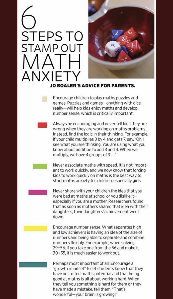 clevercounting's tweet image. So often we hear the statement ‘I was terrible at maths at school’ from parents in their children’s hearing. Let’s work together to remove that negativity. We need a numerate population. Many words of wisdom here from @joboaler and particularly drawn to number 4. 👏🏼#lovemaths