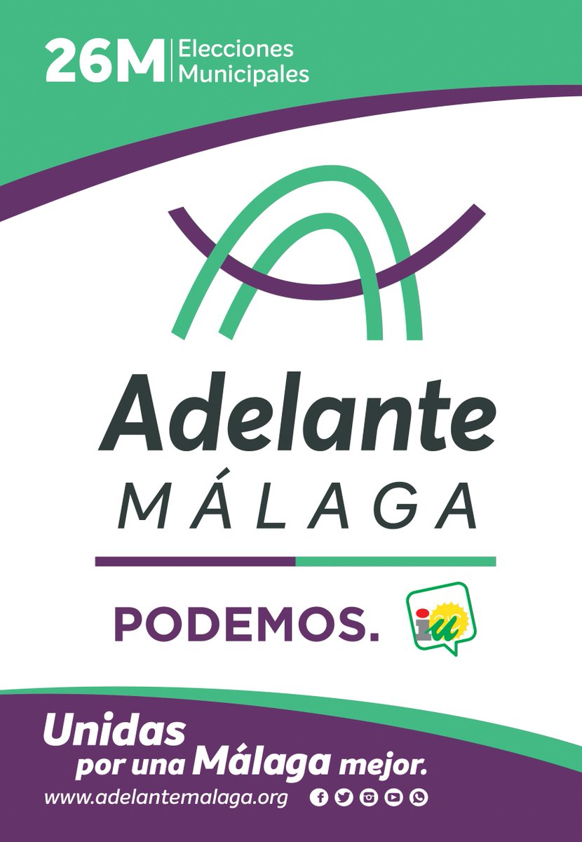 podemosmalaga's tweet photo. 🗳26M - Elecciones Municipales.
Lo tenemos claro, Adelante Málaga!

💜Confluencia entre Podemos e Izquierda Unida para las  elecciones municipales. 
💚La principal alternativa a las derechas y la única garantía para poner el Ayuntamiento al servicio de los barrios y su gente. https://t.co/OBCcPi10d8