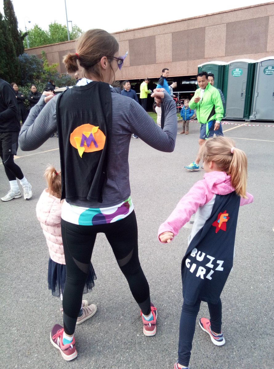 paulcurtley's tweet photo. These superheroes are ready for #RunFrimley in support of @FHealthCharity Go @cartoontowntyke #BuzzGirl & #BizzyLizzy https://t.co/iTANjJ4EzJ