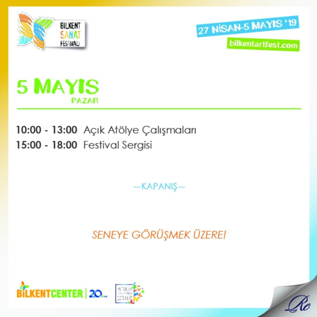 3. Uluslararası Bilkent Sanat Festivali son gün programı.

#bilkentcenter #BilkentSanatFestivali #bilkentartfest