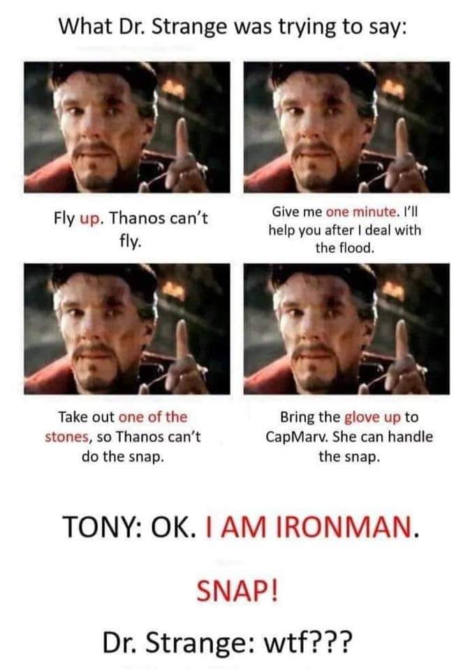 ฉันชอบ Fly up. Thanos can't fly. ไอ้บ้าาา ฮือออออออ ขำไม่ไหว 555555555555555