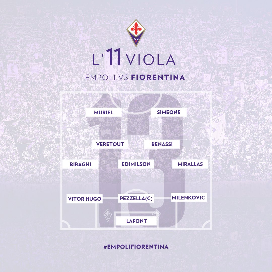 👥 L' #11Viola in campo
⚽ #EmpoliFiorentina

#NoiSiamoFirenze ⚜️ #InsiemeSiamoPiùForti