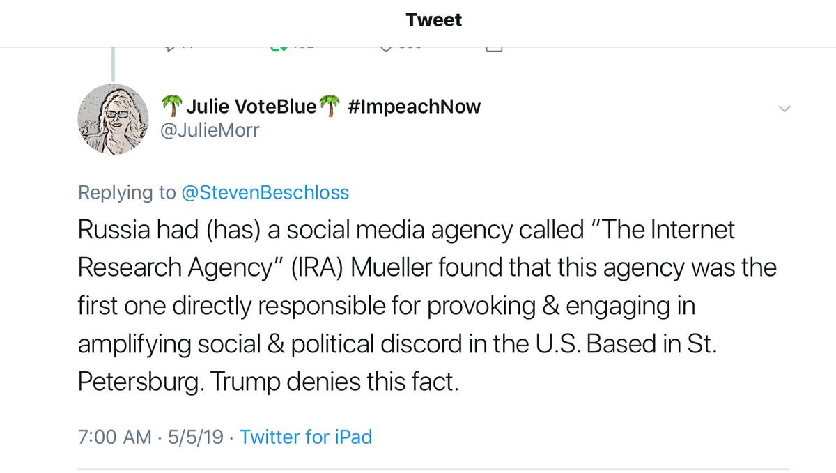 Now that it’s May 2019 we see Trump is unwilling to deal with any truth, the rule of law & norms. He denies that Russia helped him win the election & rages at those who have the nerve to bring it up. But in the Mueller report we know Russia conducted a massive effort to help him.