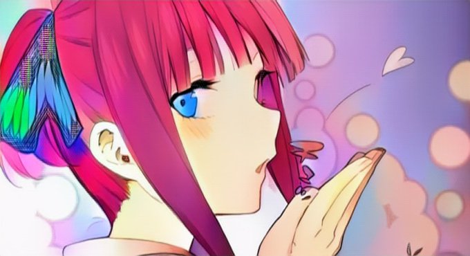 はるまきまきさんがTwitterに投稿した中野二乃(五等分の花嫁)のイラスト。