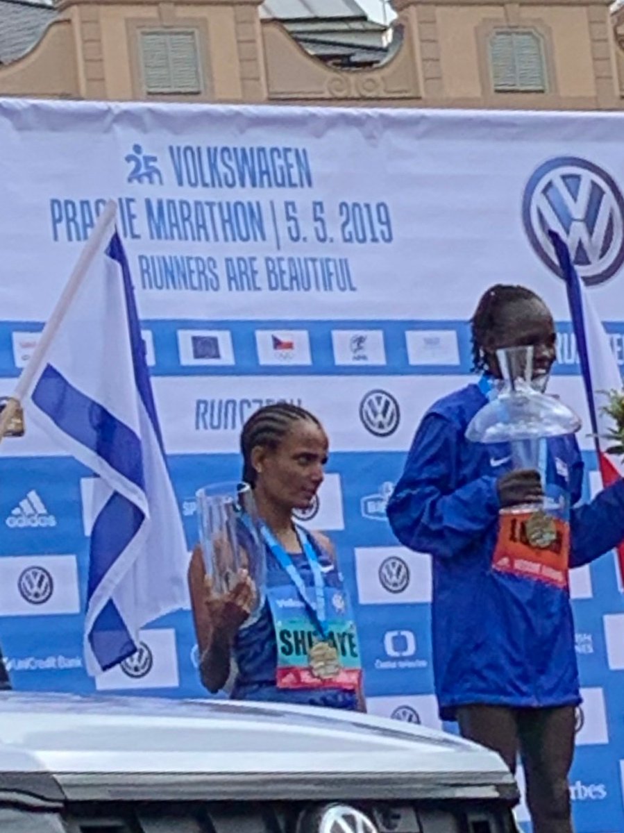 While Gaza terror groups bombard Israel, the incredible Lonah Salpeter wins the Prague marathon. The Israeli national anthem is now playing loudly opposite the city's medieval Jewish quarter. A handful of singing Israelis couldn't be prouder. #praguemarathon #IsraelUnderFire