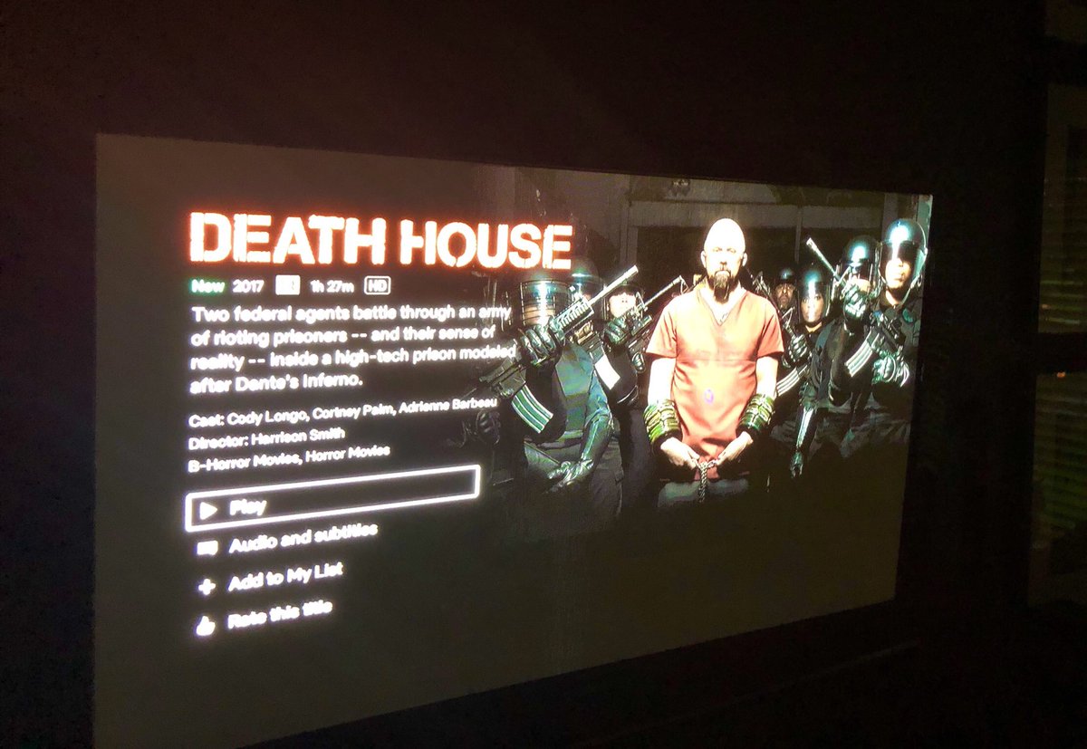HarrisonSmith85's tweet photo. When you wake up and @DeathHouseMovie is on @netflix #deathhouse #streaming #horrorfilm #horrorfans #HorrorFamily #horror #horrortimecapsule https://t.co/YoTPUYjIJ8