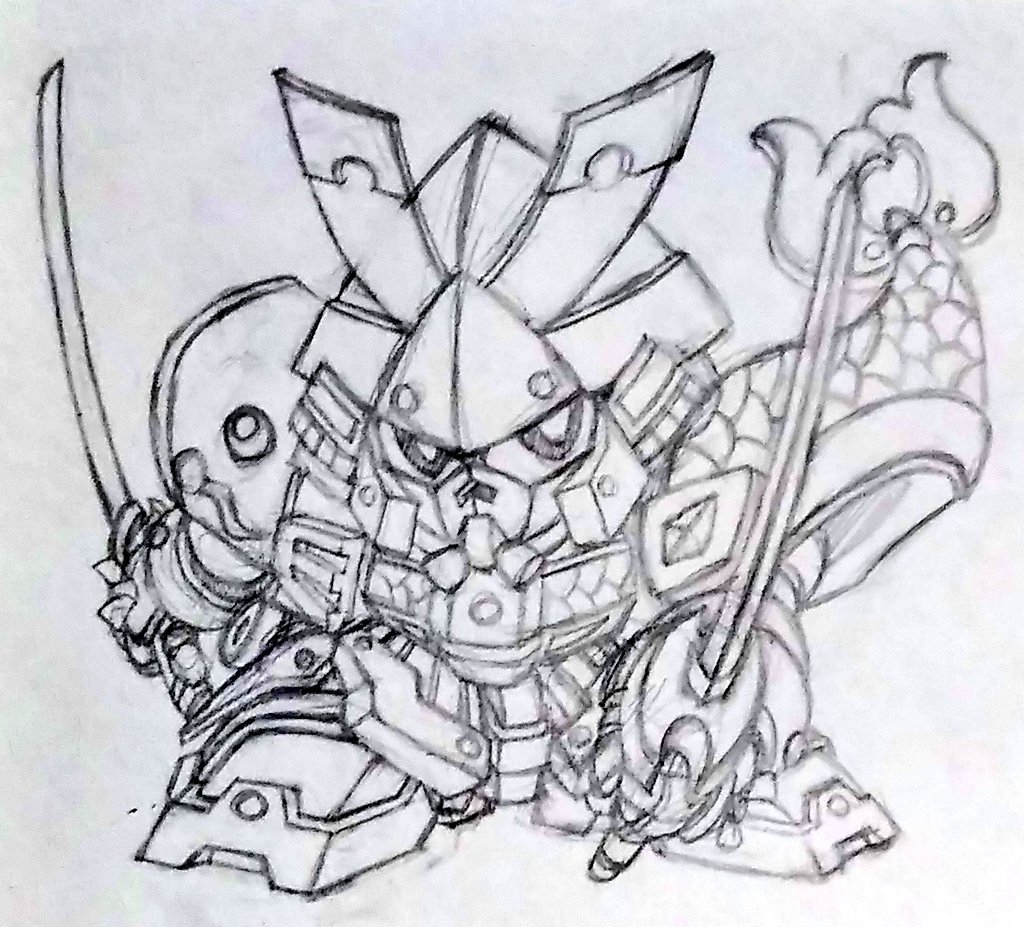 形屋 参太朗 Pa Twitter こどもの日オリジナル武者頑駄無 頑駄無端午郎 折り紙の兜や鯉のぼりを取り入れて端午の節句の武者頑駄無を描いてみました こどもの日だから武者な機体やイラストを晒す こどもの日 Sdガンダム