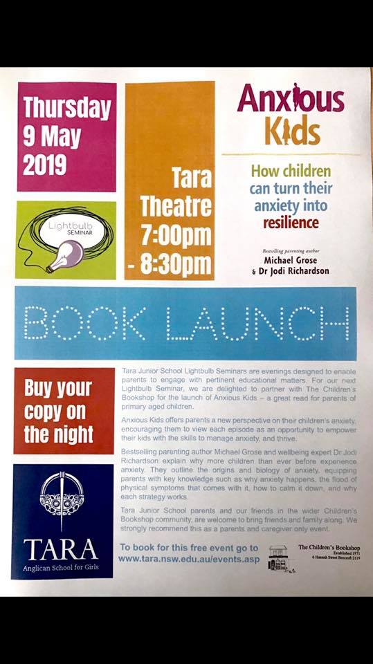 <a href="/michaelgrose/">Michael Grose</a> @DrJodiR <a href="/taraschool/">Tara Redwood School</a> <a href="/Tara_Jr_Library/">Readers</a> and <a href="/rutha/">Ruth</a>  are looking forward to meeting you at our book launch. All welcome. Just book here: tara.nsw.edu.au/EventViewTrain…