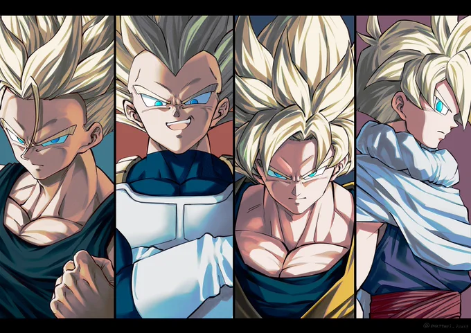 妹が描いたイラストその42
トランクス、ベジータ、孫悟空(カカロット)、孫悟飯
#ドラゴンボール
妹「人造人間編の超サイヤ人達良いよね。」との事でした。 