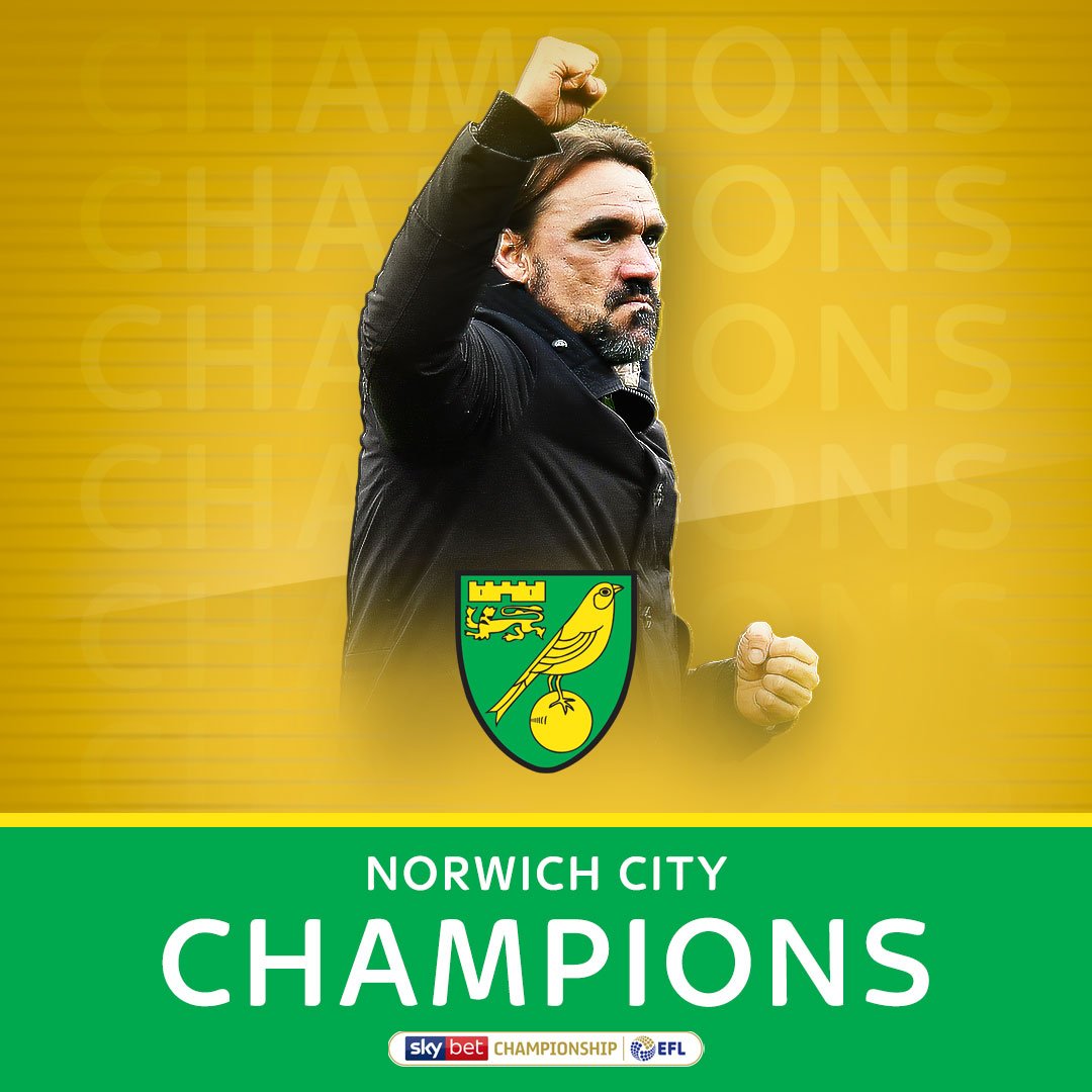 SkyBet's tweet photo. 💚 Your @SkyBetChamp Champions, @NorwichCityFC! 💚

👏 What. A. Season. Welcome to the Premier League! 

🙌🙌🙌 #NCFC https://t.co/suoGddRYK8