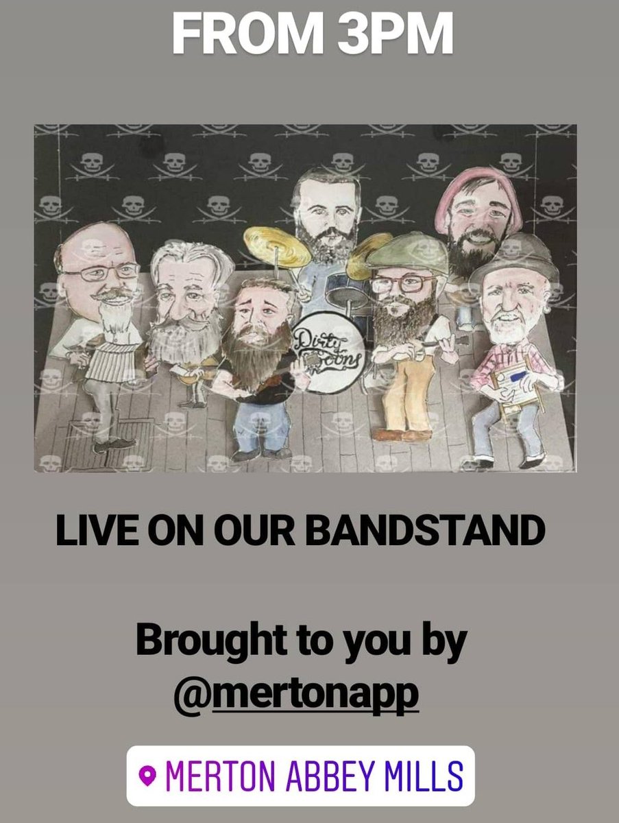 Today we bring you The Dirty Spoons, live from 3PM on the bandstand. @mertonabbeymill @WimbledonScene @colliers_wood @MumsnetMerton @BellevilleBrew @BrixtonBrewery @CAMRAswl @WandlePirates #livemusic #ColliersWood