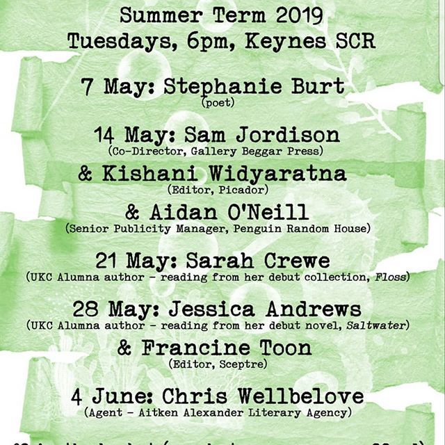 UKC Summer Term Creative Writing Reading Series bit.ly/2VgWTcz