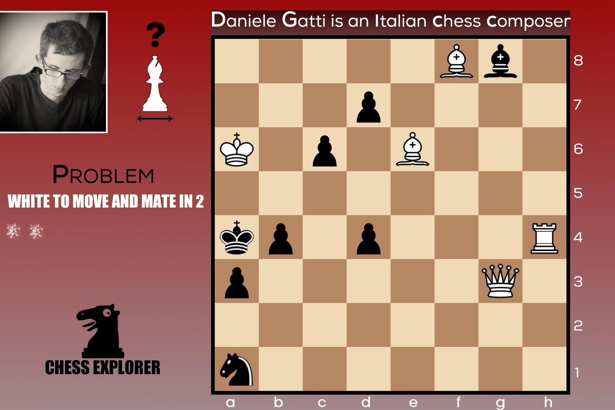 SettimoElo's tweet photo. Hello chess fans!!
Here we are today with another chess problem composed by Daniele Gatti!!
It's WHITE to move and MATE in 2!
Can you find these 2 moves?

#chessexplorer #settimoelo #chess #scacchi #danielegatti #problem #white #LloydTenace #ajedrez #xadrez #echecs https://t.co/AWoG9LU6nb