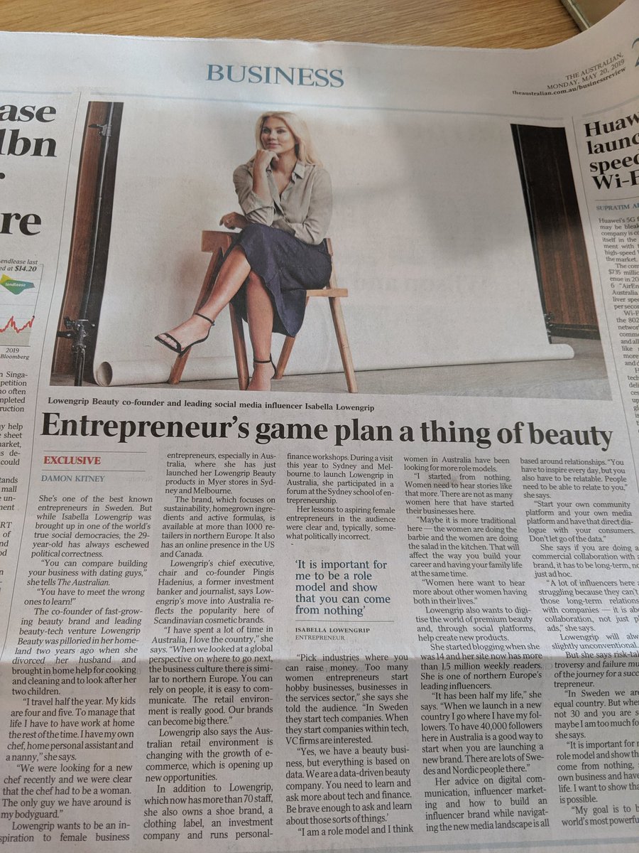 Isabella Löwengrip to The Australian: "My goal is to become the world's most powerful woman." Why aim so low?