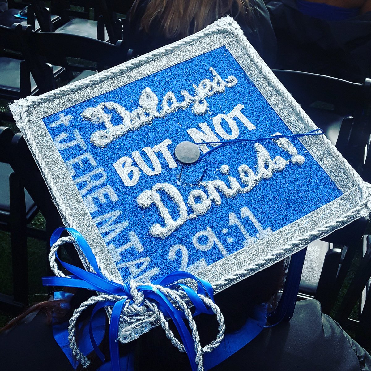 DaciaDavis1's tweet photo. I know my #gradhat is a Little hard to read because the glue puffed a bit more than expected 😯, but this is a reminder to those who may feel the race is too hard to finish. Don't give up on your goals! The reward is much sweeter. #delayedbutnotdenied #gsu19 https://t.co/B6TznalkU3