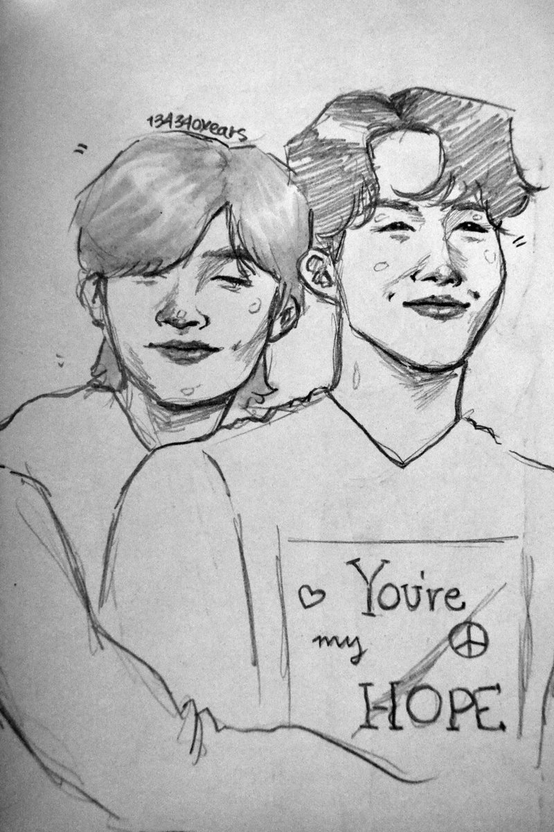 20190512 / day 132i have to say, i'm gonna post a lot today, hope you don't mind. i drew all day... i did a cuddly vhope #btsfanart  @BTS_twt