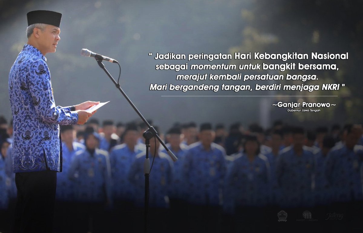 Menjadi inspektur upacara Peringatan #HariKebangkitanNasional ke 111 tingkat Provinsi Jawa Tengah, Gubernur <a href="/ganjarpranowo/">Ganjar Pranowo</a> mengajak seluruh masyarakat untuk selalu menjaga kerukunan, persatuan dan kesatuan bangsa.

#Harkitnas
#Harkitnas2019