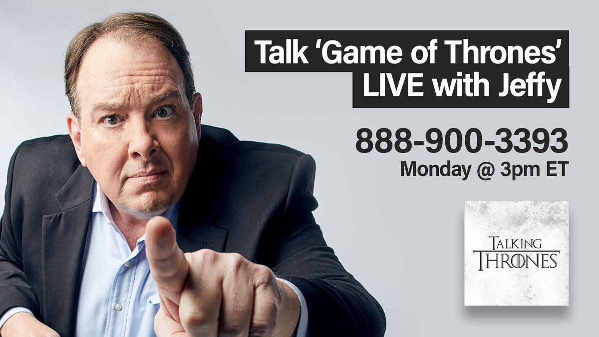 theblaze's tweet photo. Don't miss a SPECIAL LIVE #TalkingThrones w/@jeffyJFR tomorrow. Jeffy is taking your calls starting at 3pm ET #GoT #GameOfThronesFinale #GameOfThrones https://t.co/oDi0EdQJXk