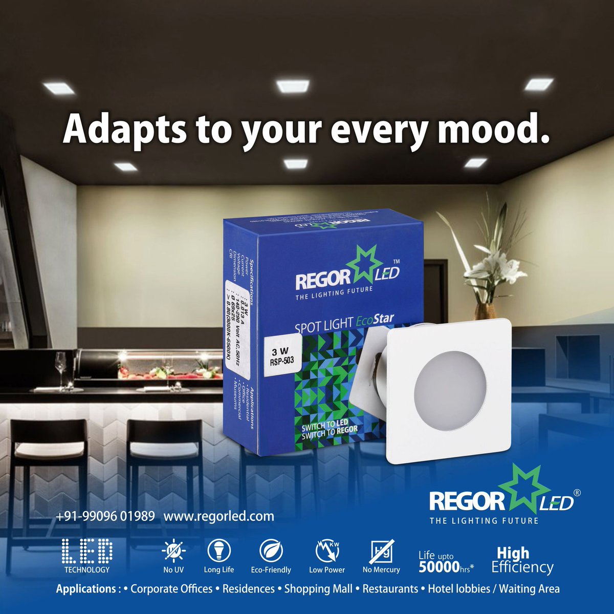 regorled's tweet image. Accentuate the best part of your space. 
Adapt to your every mood with RegorLED Button Spot Light Square available in 1w.

Get in touch with us @ RegorLed.com

#SpotLight #SquareLED #LEDLighting #EcoFriendlyLight #SmartLightingTechnology #SaveEnergy #RegorLED #Rajkot