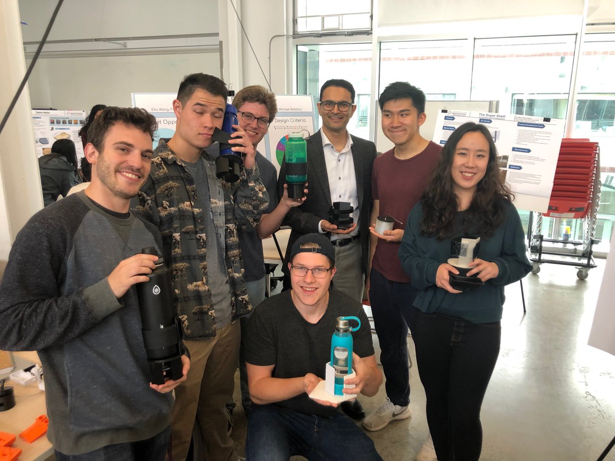 AlaMoradian's tweet photo. Very pleased to see the products developed by my students and their remarkable teamwork on the presentation at the Design Showcase at UC Berkeley. 
Also, congratulations to my excellent student, Michael Robbins, for being awarded The Alexander &amp; Ethel Levens ME Award! https://t.co/2dc3FlPhso
