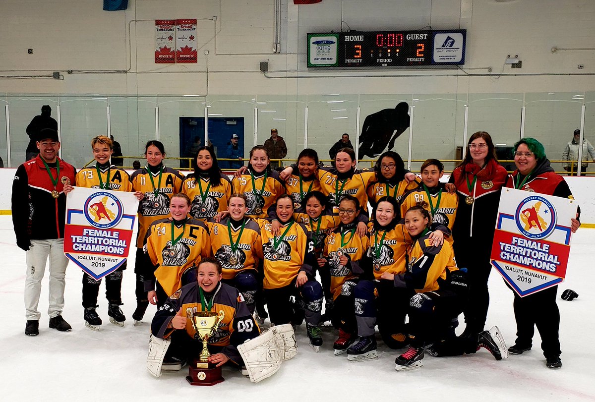 Congratulations to the Iqaluit Blizzard Female team on winning the Hockey Nunavut Territorial Championship in a shootout! #nunavut #hockey #champions #iqaluit