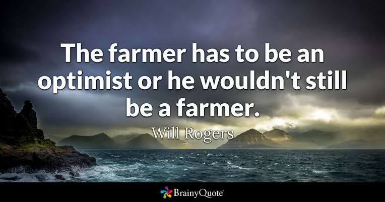 farmerscornerng's tweet photo. The farmer has to be an optimist or he wouldn't still be a farmer. Will Rogers
#farmingmotivation #mondaymotivation #thankGodIfarm #TGIF #farming #farmers #farmingtips #farmersmarket #tech4ag #c4d #sm4ag #sm4biz #farmerscornerng https://t.co/03XjEd5AOA